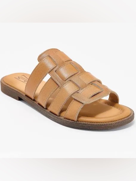 Miz Mooz Primm Fisherman Slide Sandals In Brown Leather Size 7